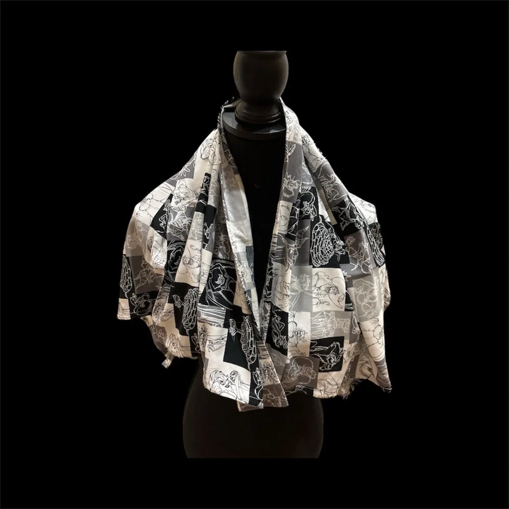 Disney Villians Black and White Patterned Scarf